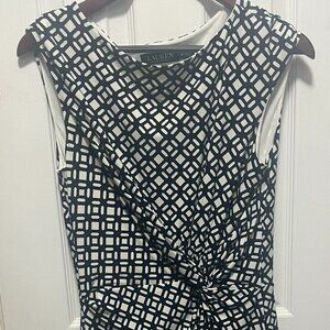 LAUREN Ralph Lauren Dress Women Navy White Geometric Sleeveless Sheath Size 10